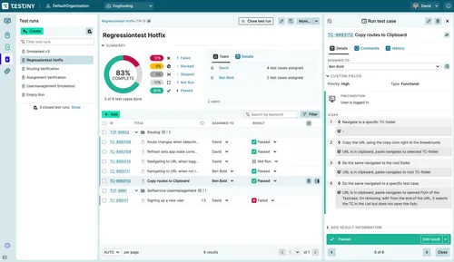 Testiny supports your testing efforts step-by-step