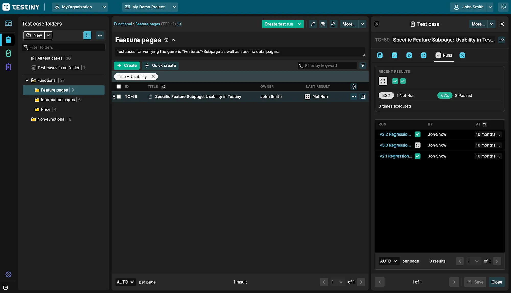 Testiny offers a user-friendly interface