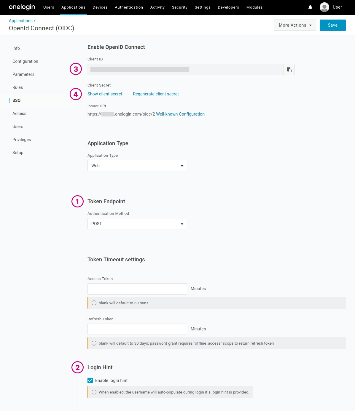 OneLogin configuration - step 4