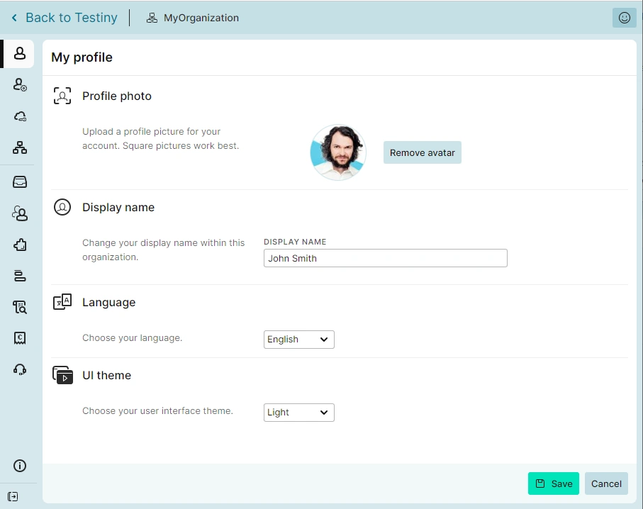 profile settings